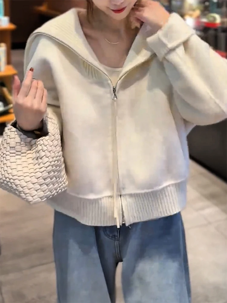 

Ele Soft Knitted Cardigan Collared Oversize Slimming Top for Autumn Winter New Arrival Comfortable Ladylike Commute Sle