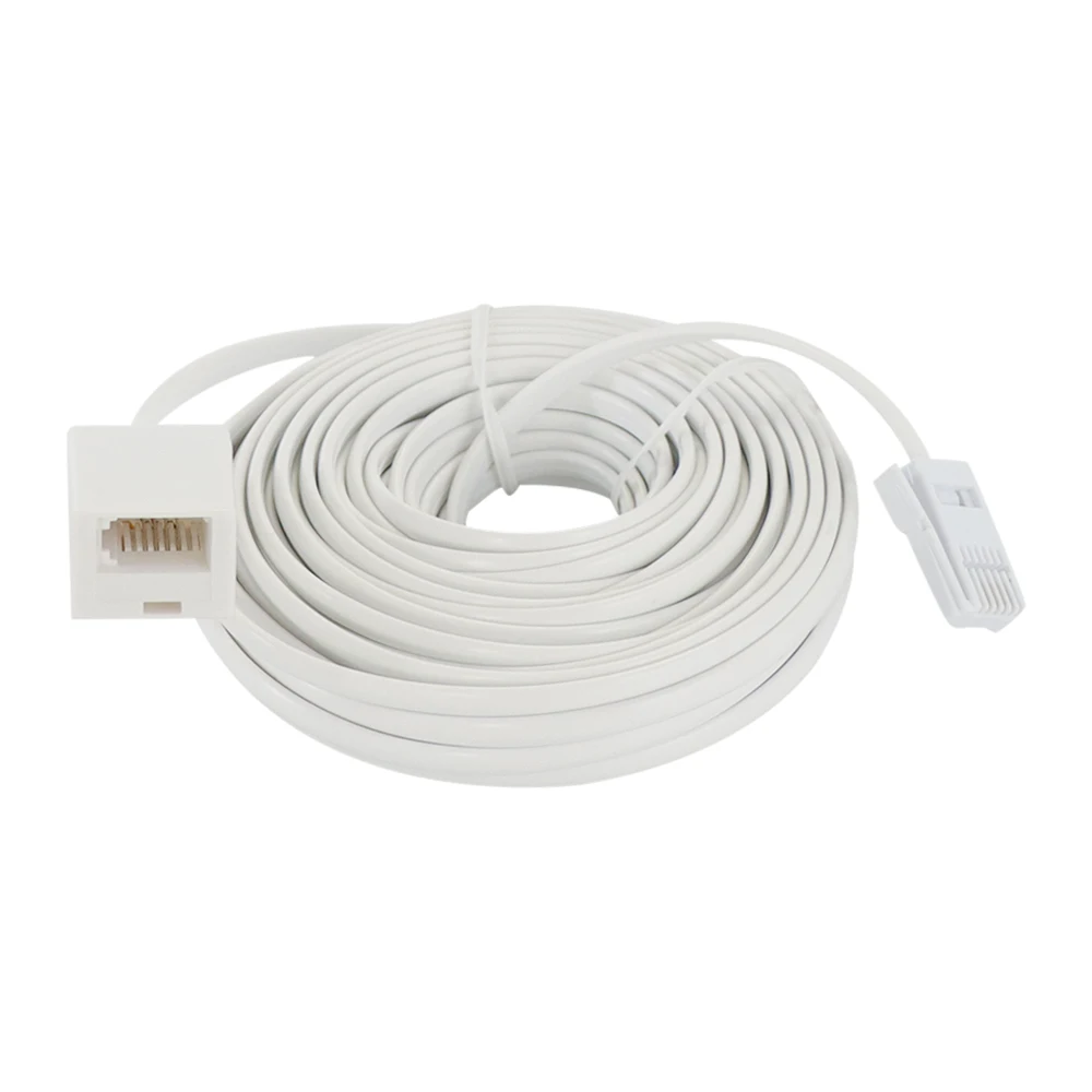 6P4C Modular British Telephone Phone Cables Wire White Extended Cable Extension Line Accessories 5meters