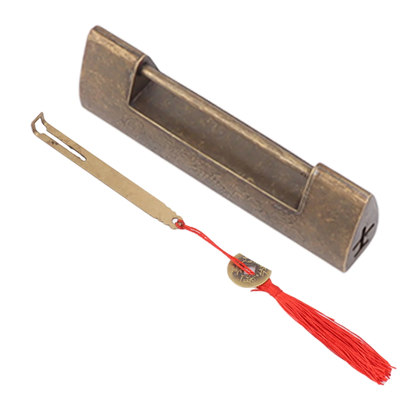 Antique Style Lock Spacing 5.9cm Auspicious Fish Lock Chinese Locks Small Brass Locks Antique Padlock