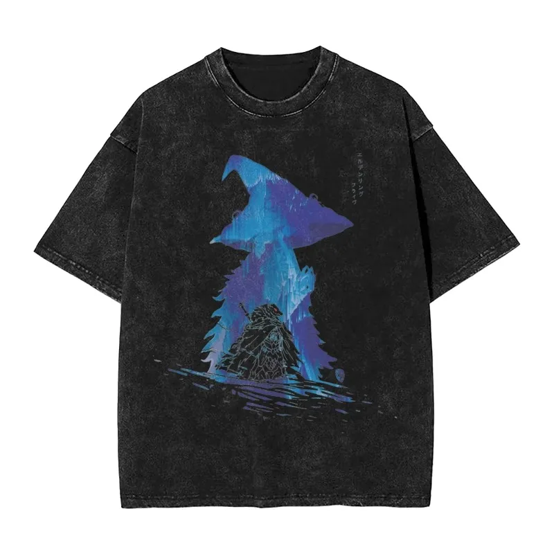 

R-Rings Radahn E-Eldening Washed T Shirts Streetwear Hip Hop Casual T-Shirt Tees for Men and Women Short Sleeve Harajuku Graphic