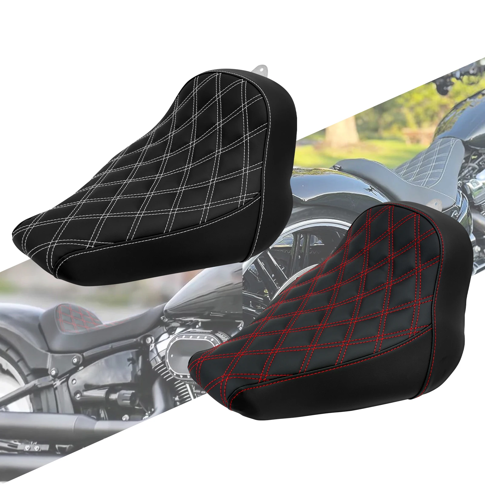 

Сиденье для водителя мотоцикла Solo, низкопрофильная кожаная подушка с ромбовидной подушкой для Harley, для Softail Fat Boy Breakout FLSTF FXBRS 18-23