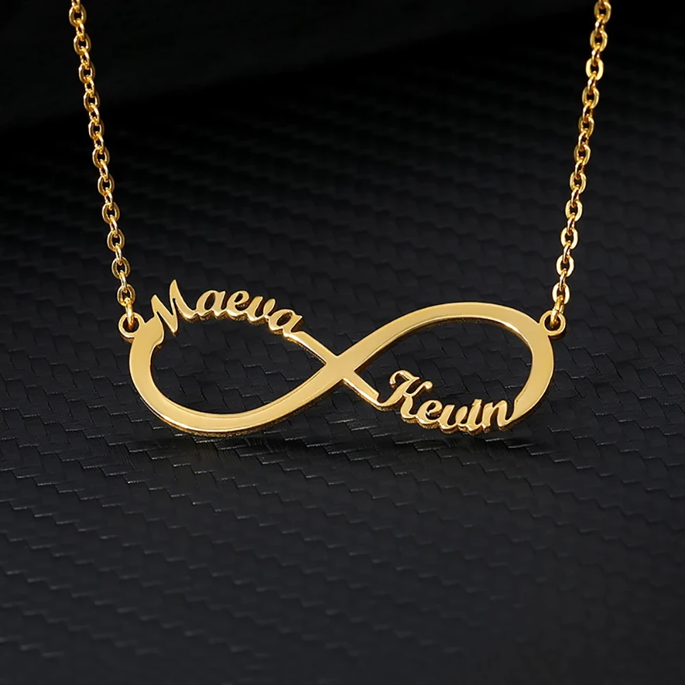 Personalisierte Herz-Namen-Infinity-Halsketten für Damen und Herren, Edelstahl, individueller Halskettenanhänger, personalisierte Kette, Schmuck, Geschenk