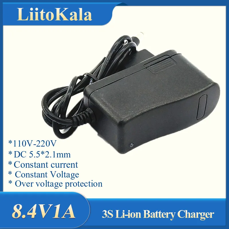 LiitoKala High quality 8.4V 1A polymer lithium battery charger 8.4 V Volt Power supply Adapter Charger 7.4V 1A full of lights