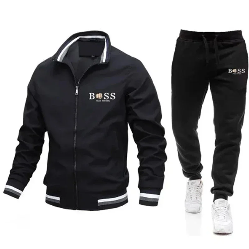 

2024 Spring New Men's Sets Jacket and Sweatpants 2-piece Set Casual Spliced Pants Baseball Stand Neck High Quality Jacket Coat