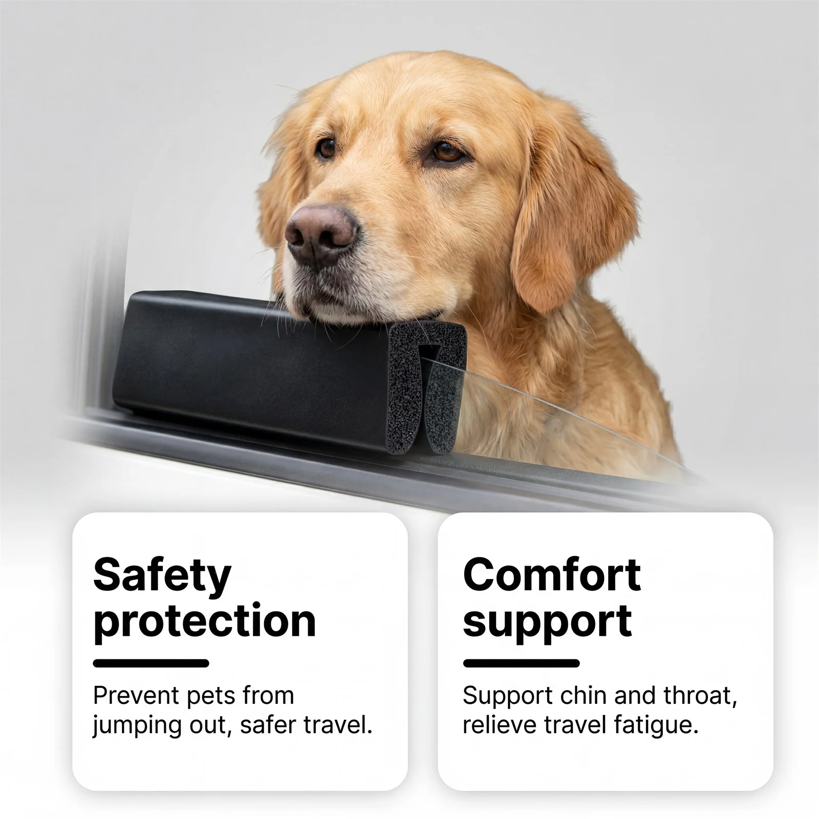 Dog Car Window Chin Rest, Hanging Pet Car Headrest, Soft Padded Material, Adjustable Strap, Comfort Care for Dog Road Trips