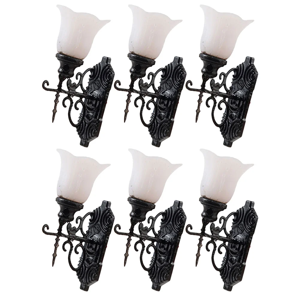 6 Pcs Mini Dollhouse Wall Light Vintage Decor Village Lamp Electric Lantern Retro