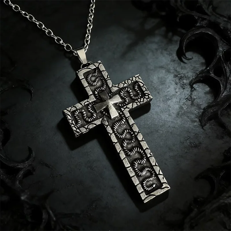 Personalized Cross-Shaped Necklaces with Secret Compartment Street Boys' Favor Squid Thanos Game Cross Pendant Necklace