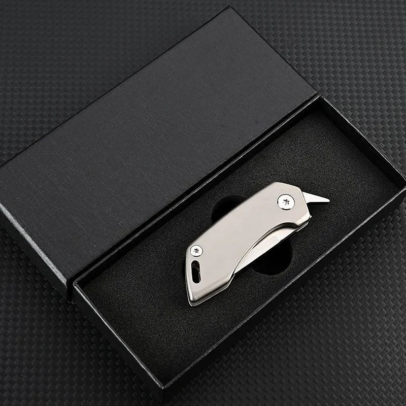 Titanium Alloy Pocket Knife Quick Open Folding Knife Keychain Unboxing Cutter Bottle Opener Multitool EDC Gadgets with Gift Box