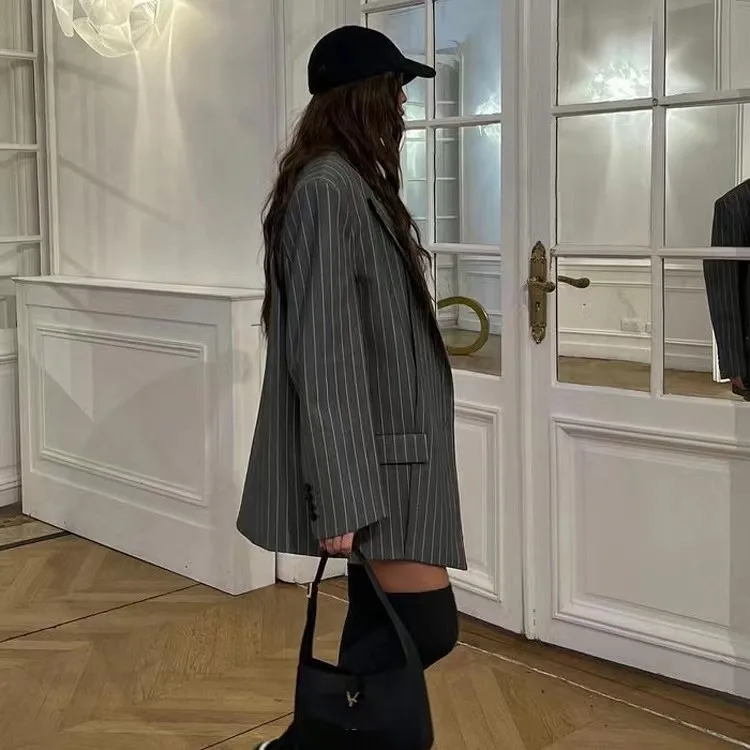 Traje a rayas Jaet f falda conjunto Faionable mujer conjunto otoño 2023 colección Ele ropa de trabajo estudiante orm