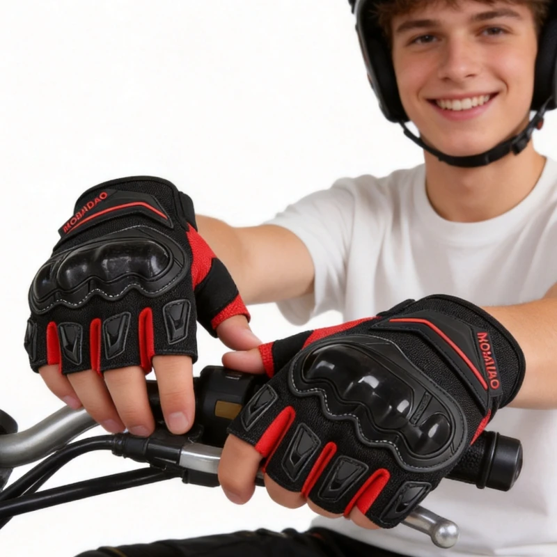 Half Finger Men's Women's Motorcycle Gloves Wear-resistant Protective Outdoor Sports for Cycling Bicycle Motorcycle