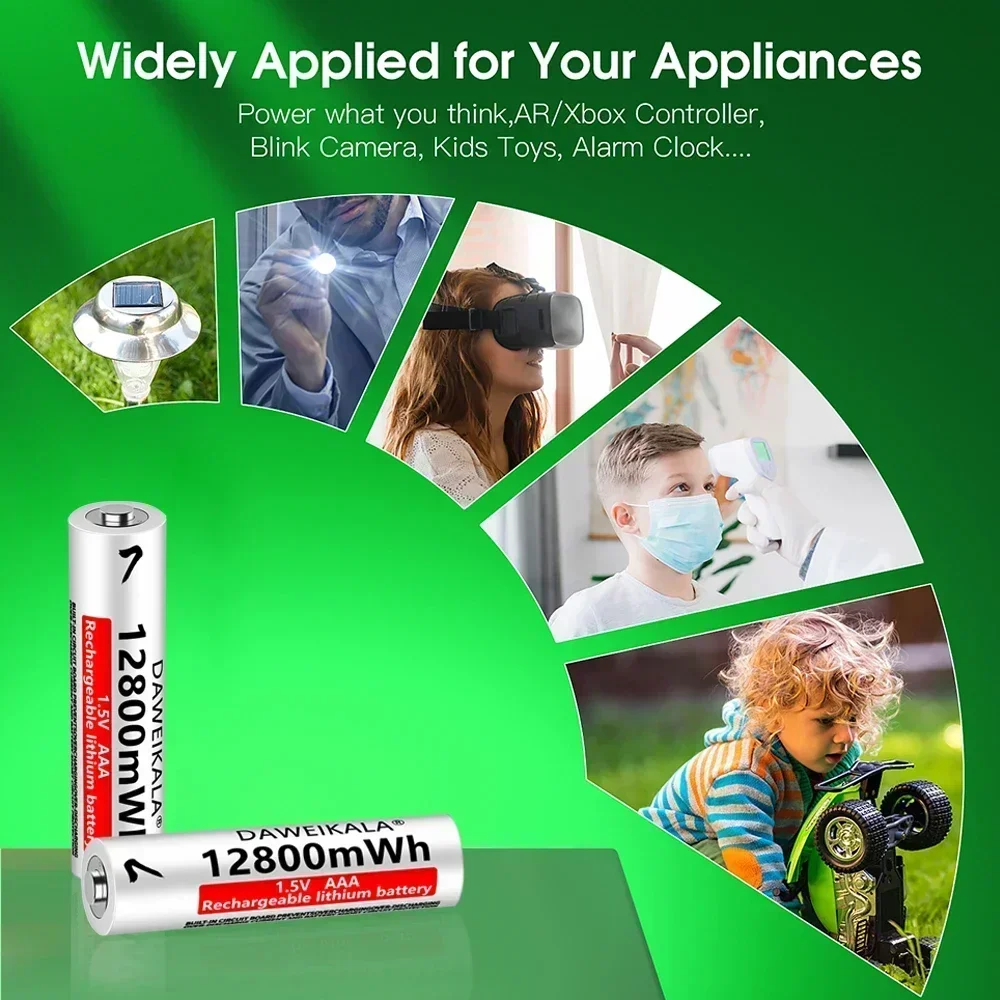 AAA 1.5V Li-Ion Rechargeable Battery AAA Lithium Batteries 12800mWh Wholesale For Mouse Flashlight Fan Game Machine