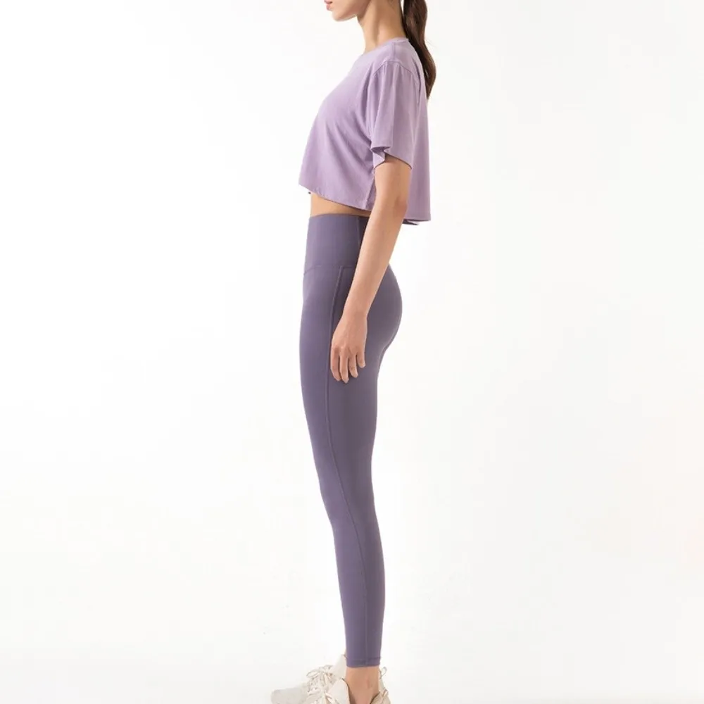 

Свободные спортивные топы для йоги, футболки с короткими рукавами, укороченный топ для тренировок, дышащая легкая одежда для фитнеса, утренний бег