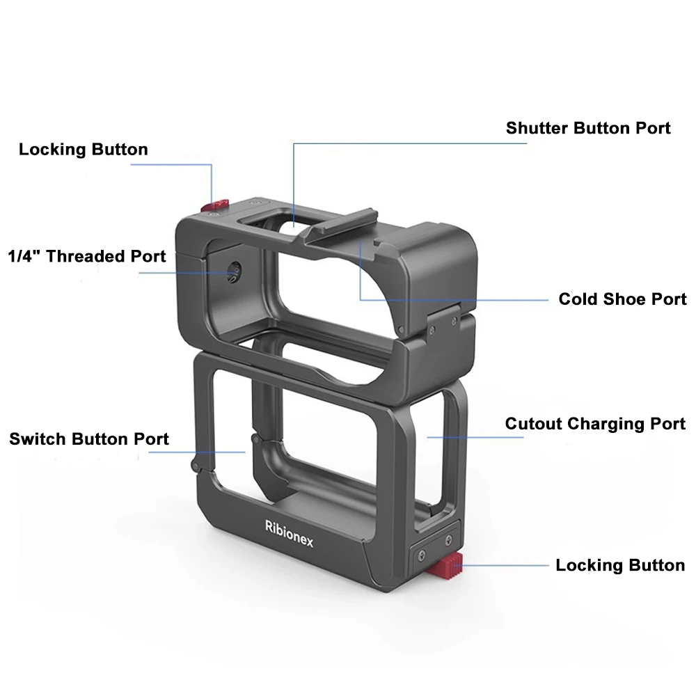 Multifunctionele kooi van aluminiumlegering voor DJI Osmo Nano voor DJI Mic - Quick Release Mount 1/4"-20 draad koude schoen