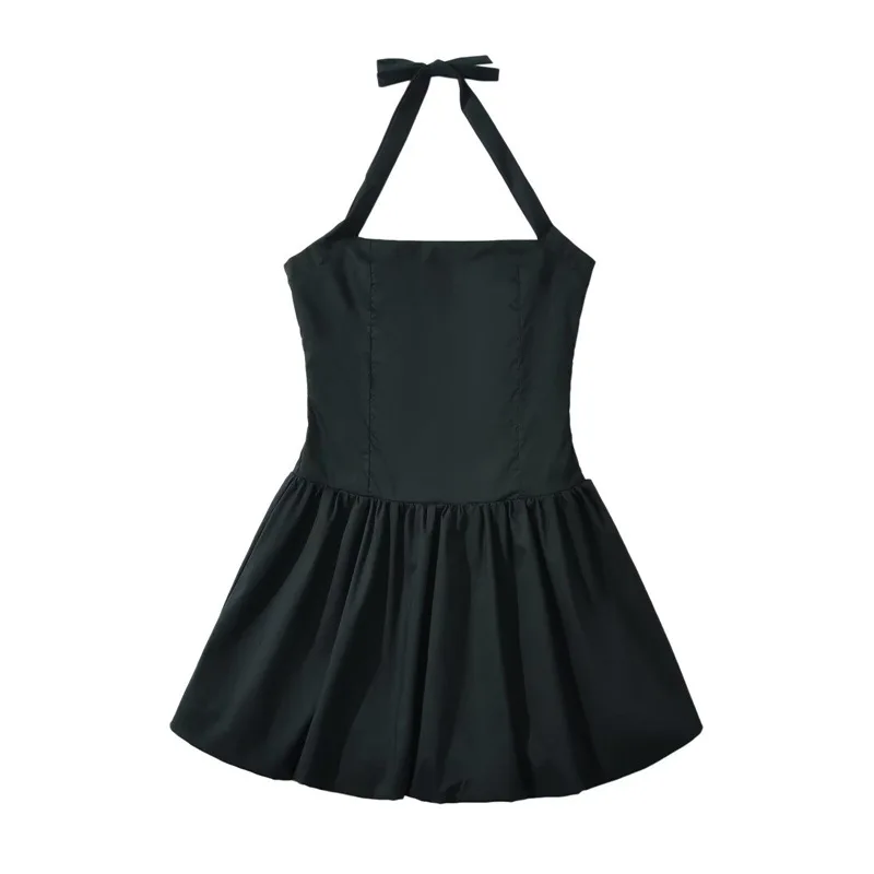 Ropa de mujer europea y americana nuevo vestido de cuello esponjoso estilo Hepburn Falda corta dulce