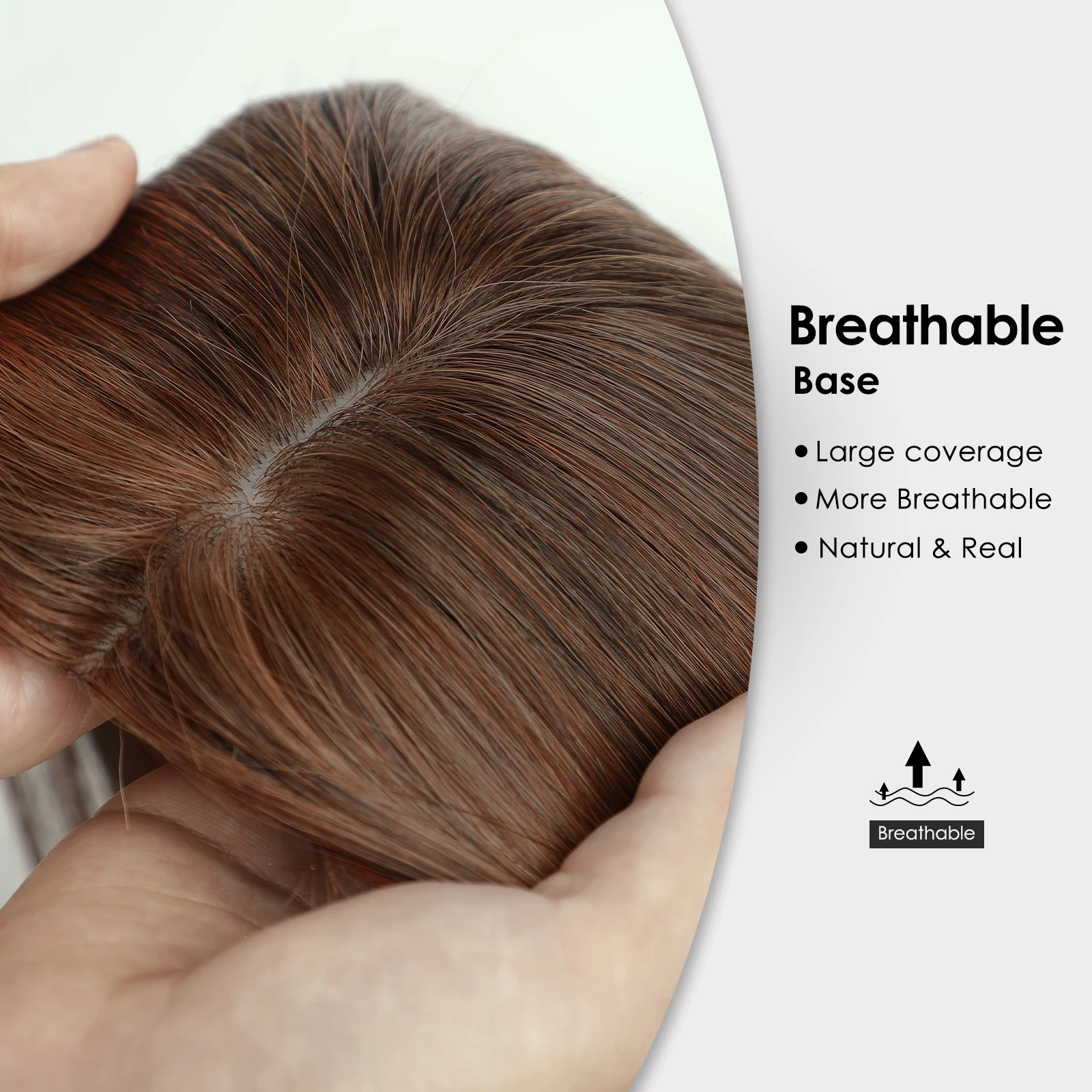 Toppers de cabelo 100% humano marrom, postiços remy para mulheres com cabelo desbaste, 14 tamanhos, base de seda reta, extensões de cabelo