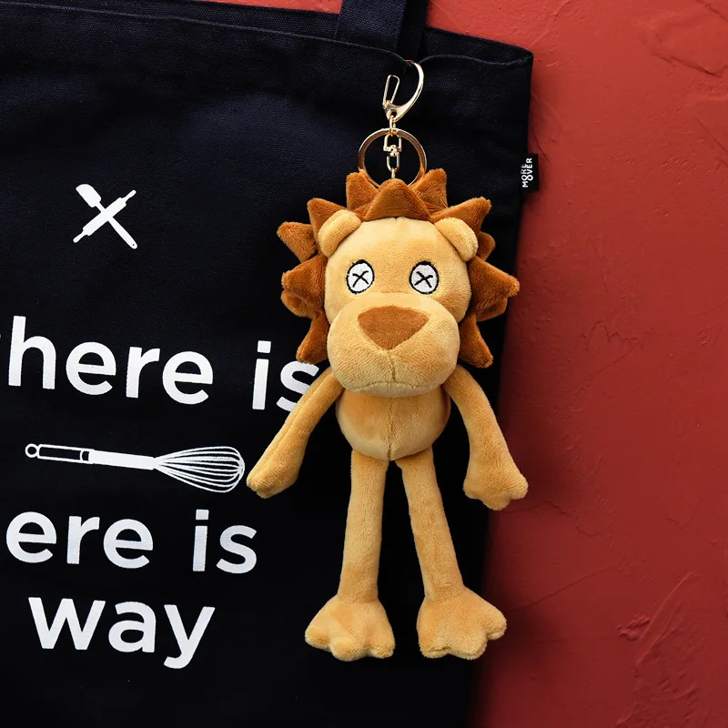 

Cute Cartoon Animal Plush Toy Keychain Backpack Keychain Long Leg Frog Bear Lion Bread Dog Teddy Bear Expression Doll Cute Gift