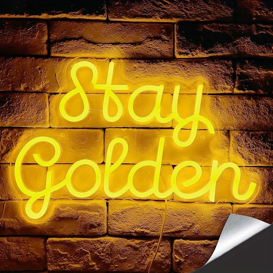 Stay Golden Neon Sign LED Light USB Operated Aesthetic Decor for Bedroom Living Room Coffee Shop Wall Art Inspirational Gifts