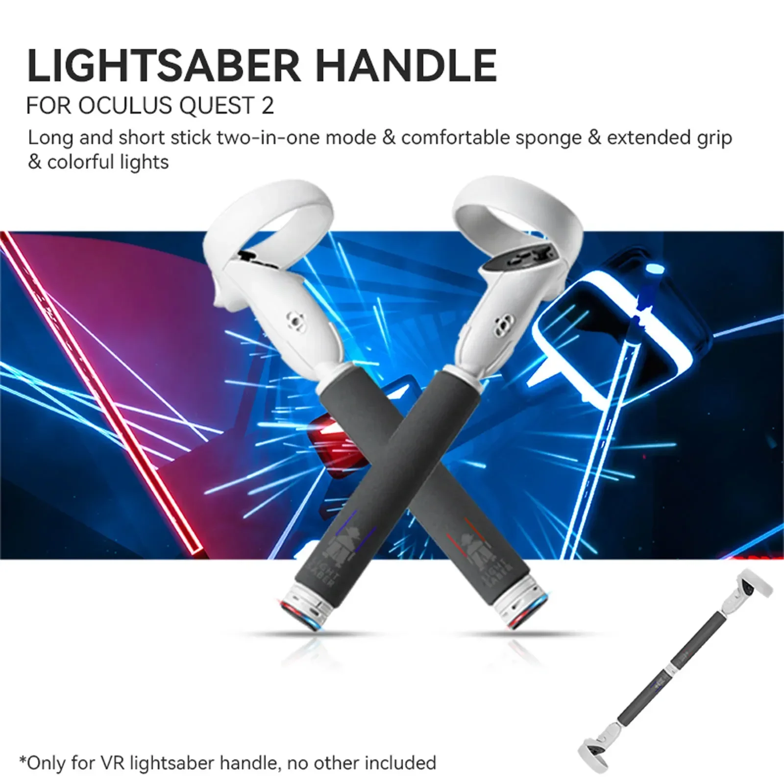 Imagem -04 - Dual vr Controladores com Long Stick Handle Acessórios do Jogo para Oculus Quest Sword Tennis Table Games Golf Grip Jogando Beat Saber