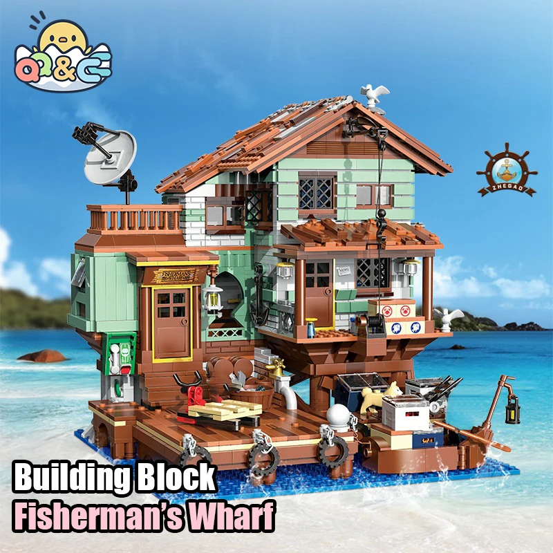 

Building Blocks Toys Fisherman's Wharf DIY Houseboat Seaside Street View Puzzle Assembling Bricks Toys for Kids Adult Gifts