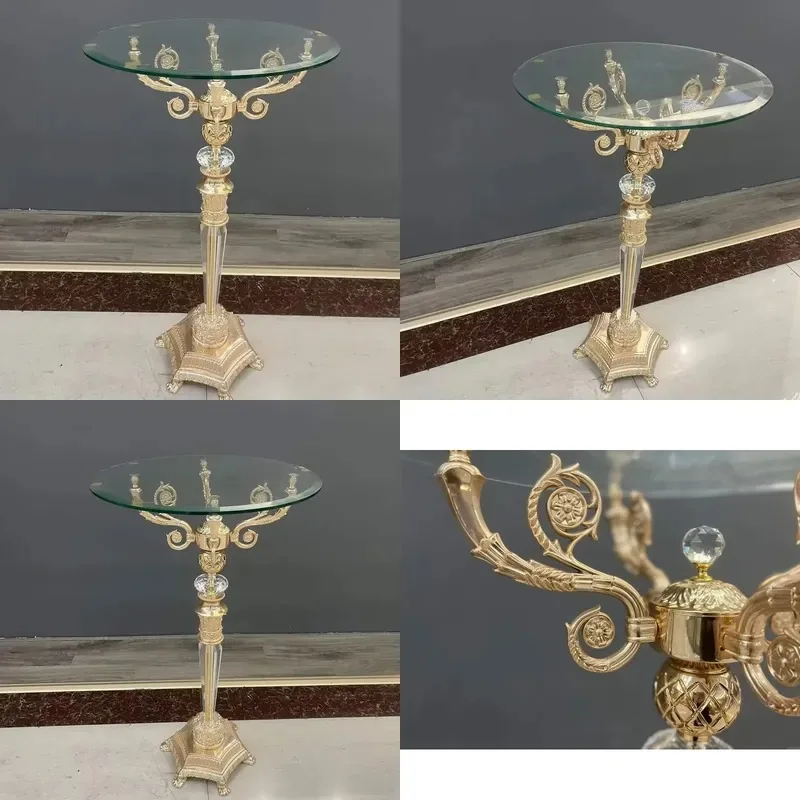 Modern Classic Crystal Flower Stand Gold Home Furniture Decor for Hotel Living Room Dining Room