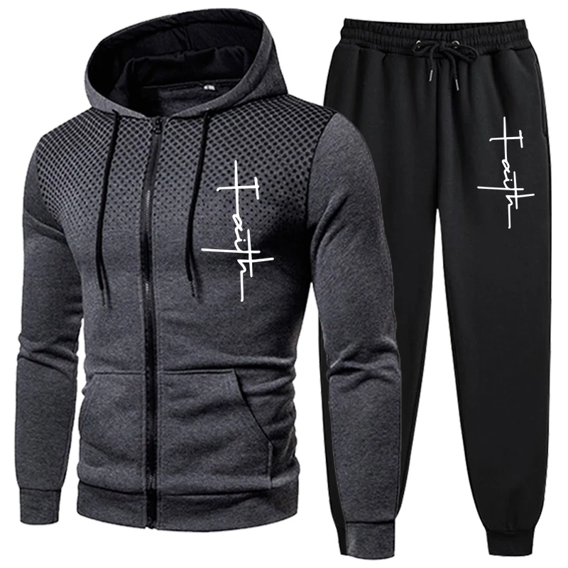 Daily Quality Men\'s Tracksuit Jogging Zip Up Hoodies Sweatshirts Men Long Sleeve Sports Coat Casual Sweatpants Fashion Hot Sales