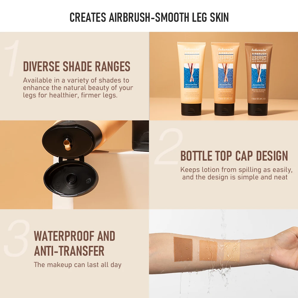 118Ml/4Fl oz Leg Makeup Golden Brown Leg Highlight Liquid Leg Makeup Body Bronzer Sunless Tanners