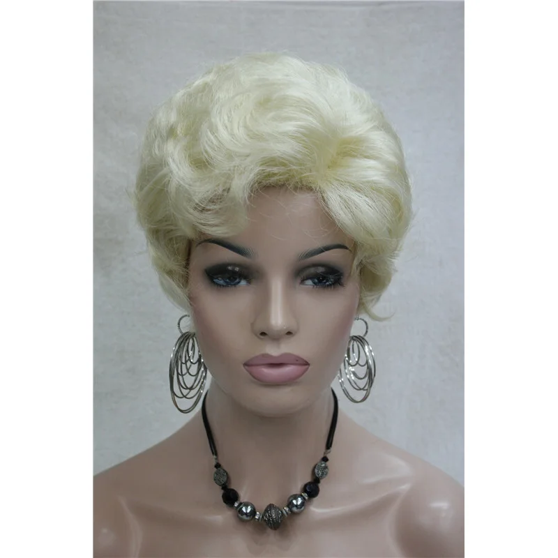

Ladies Short Curly Light Golden Women Fiber Wig
