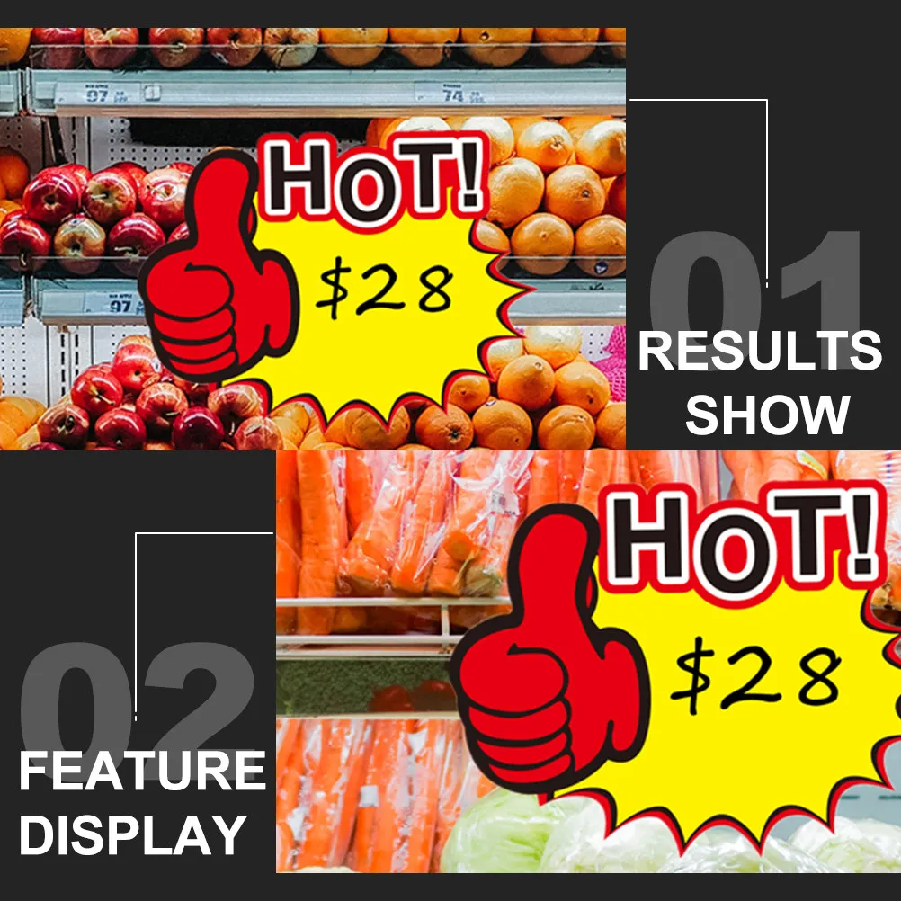 

50Pcs Promotional Price Tags Eye Catching Paper Signs for Retail Shop Garage Sale Carnival Market Event Commodity