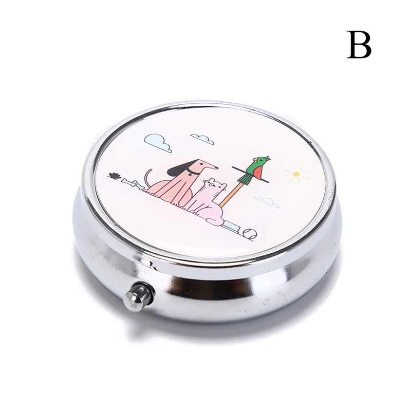 1PCS Portable Metal Folding Pill Case Medicine Round Flower Pill Box Cute Makeup Storage Container Tablet Container Medicine Box