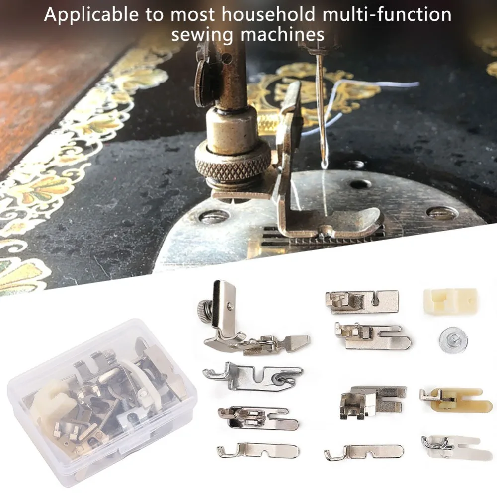 

12pcs Universal Presser Foot Set Durable Stainless Steel Sewing Machine Kit Plastic Storage Box Professional Sewing Foot