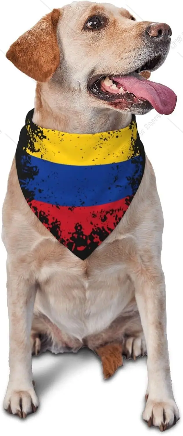 Bandana triangulaire pour animaux de compagnie avec drapeau colombien, confortable, pour chiens et chats, accessoires pour animaux de compagnie