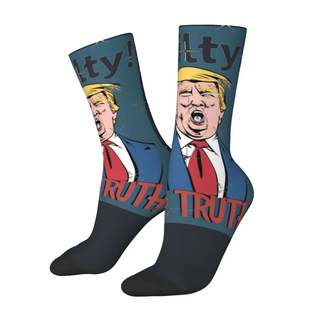 Hip Hop Retro Donald Trump Mugshot Guilty Men's Socks Unisex Cartoon Trump Pattern Printed Crew Sock Boys Gift official-website