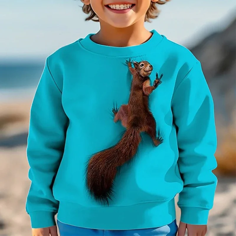 Kawail Animals Squirrels 3D Print Long Tshirts Kids Summer Fashion Casual Boy Girl Unisex Round Neck Tshirt Tees Girls Clothes