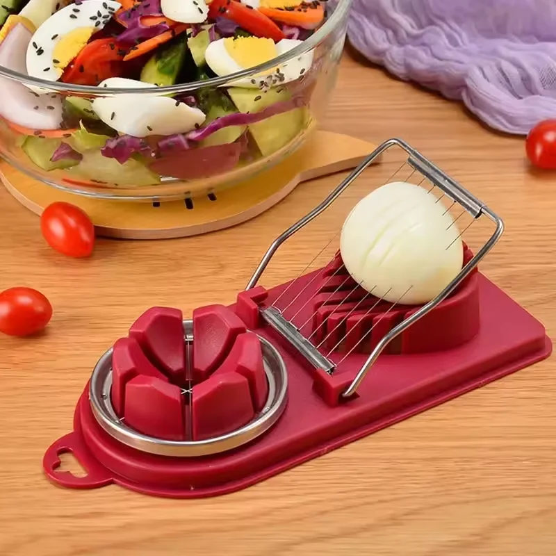  2in1 Egg Cutter Multi Stainless Steel Wire Pull Egg Splitter Cutter Kitchen Tool Egg Slicer Splitter Multi Kitchen Divider