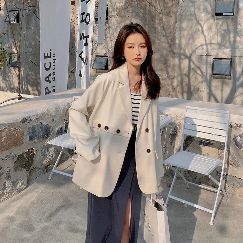 여성용 크롭 코트 신상품 외투 크롭 블레이저 여성스러운 감각의 직장용 플립 자외선 차단 얇은 사이즈 플러스 사이드 슬릿