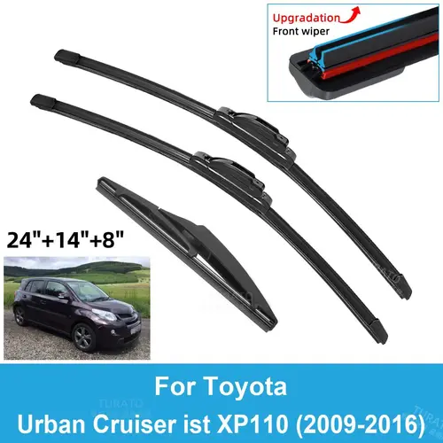 Imagen 1 del producto 3 uds limpiaparabrisas de coche para Toyota Urban Cruiser ist XP110 2009-2016 limpiaparabrisas trasero accesorios de goma doble 2015 2016
