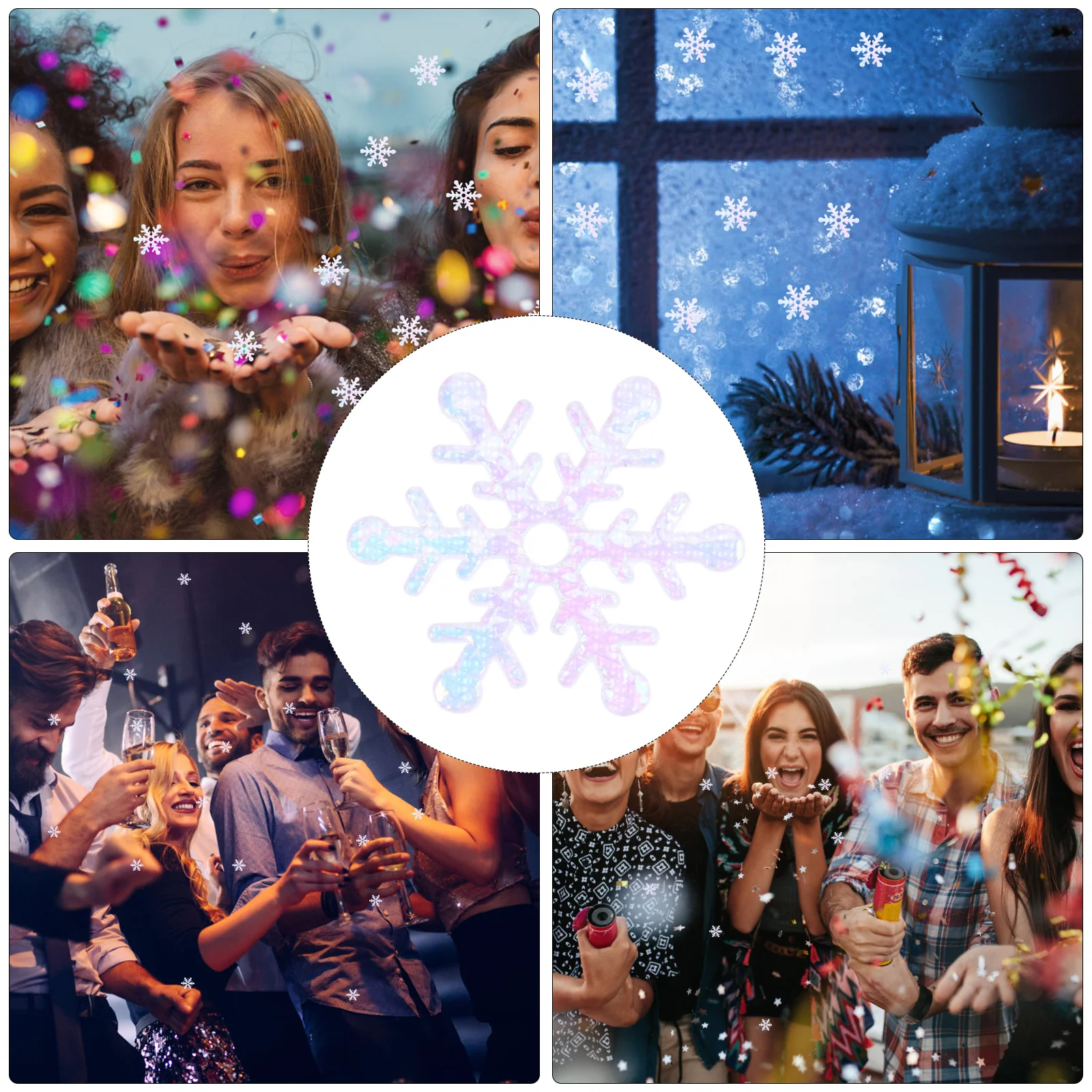 

600 Pcs Snowflakes and Confetti Winter Party Table Glitter Cone Happy New Year White Bulk Decorate