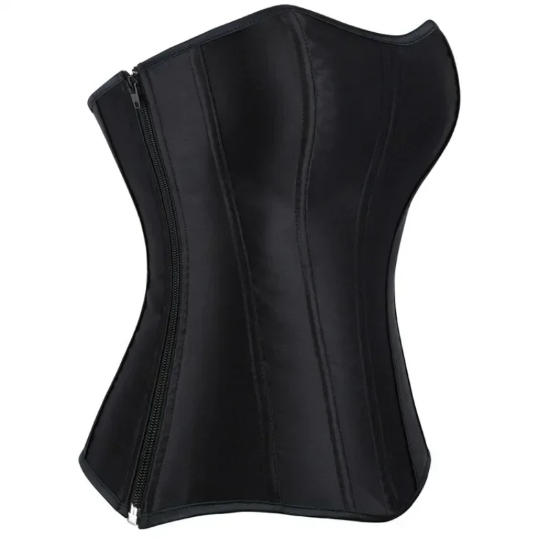 Sexy Corsets Bustiers for Women Overbust Corset Top Corselet Satin up Zipper Corsetto Shaper Gothic Korsett Black