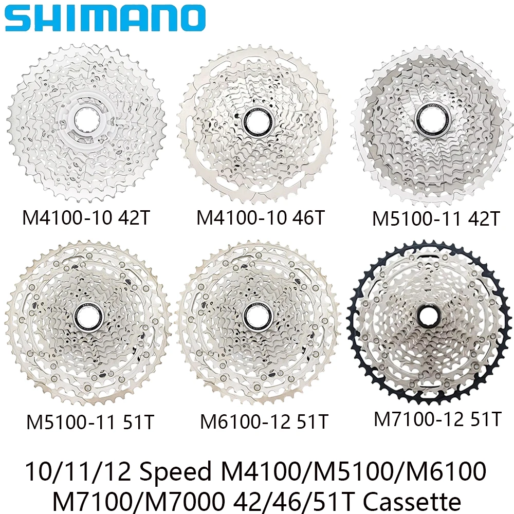 SHIMANO 10/11/12 Speed Bike Cassette Sprocket CS-M4100 M5100 M6100 M7100 M7000 42/46/51T Cassette For MTB Bike Original Parts