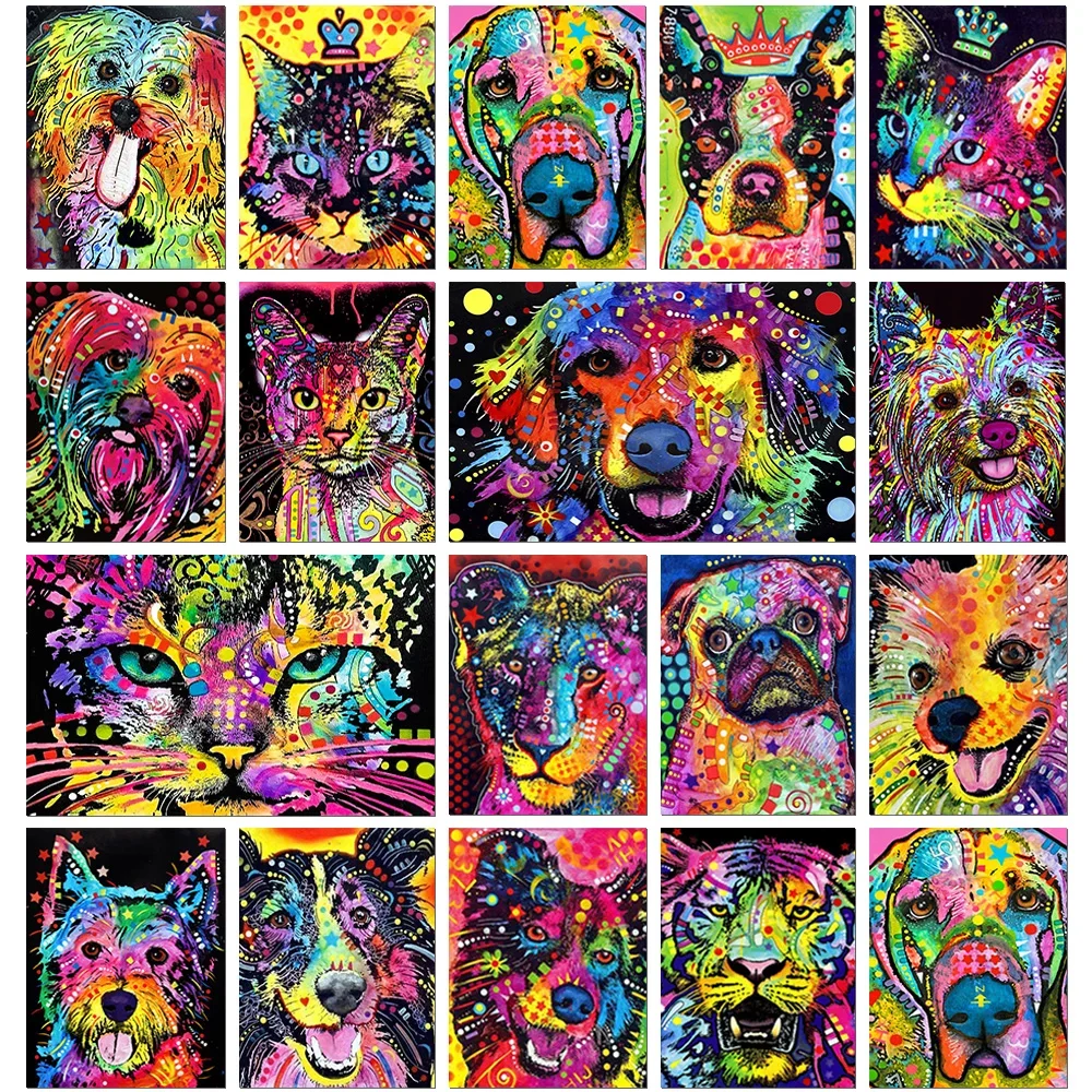 5D DIY Diamantmalerei Tiere Löwe Katze Tiger Kreuzstich-Set Vollflächige Runde Stickerei Mosaik-Kunst Bild aus Strass
