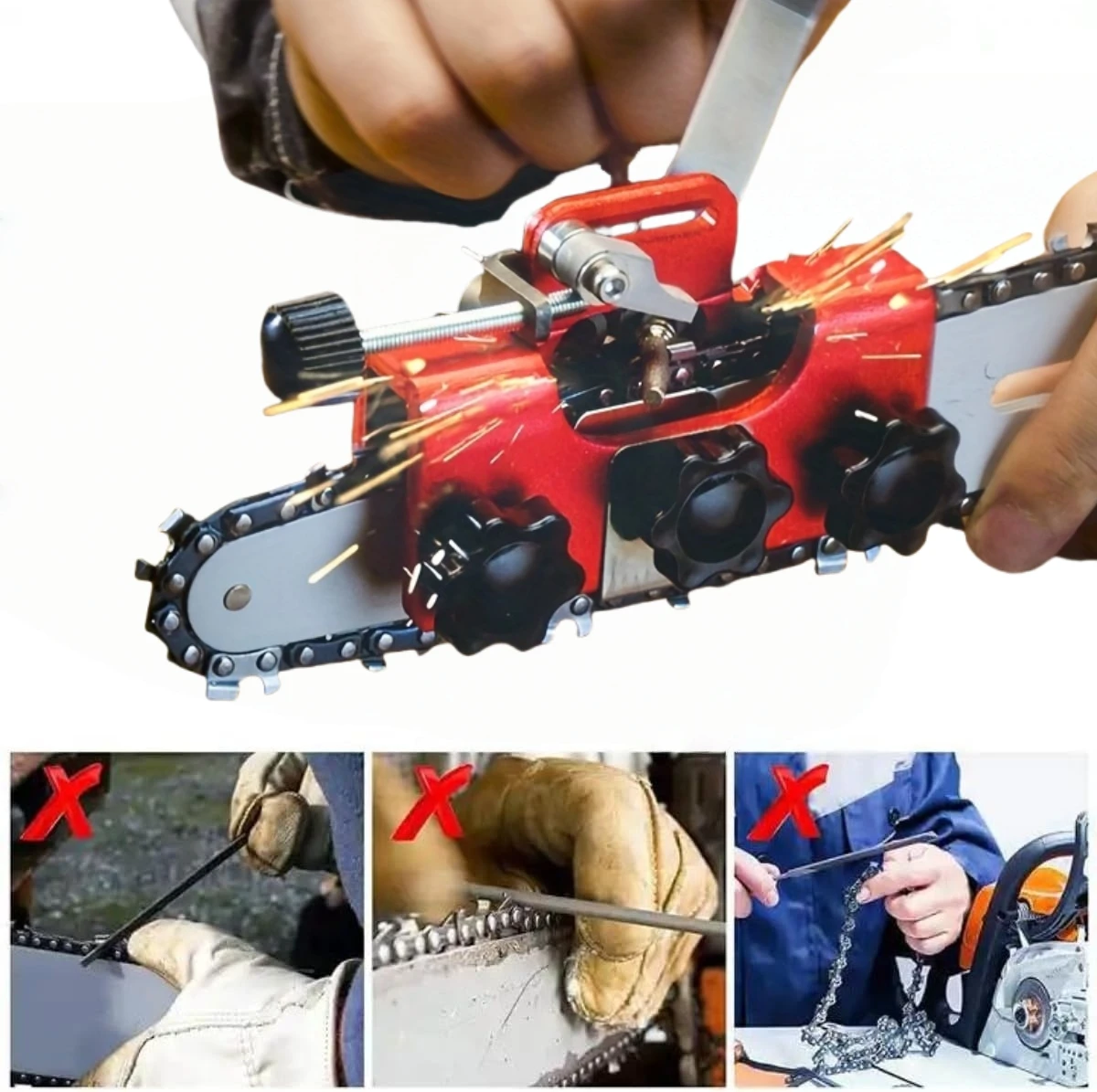 Chain Saw Sharpener Tool Chainsaw Sharpener Chain Sharpening Jig for Electric Saws Woodworking Grinding Stones