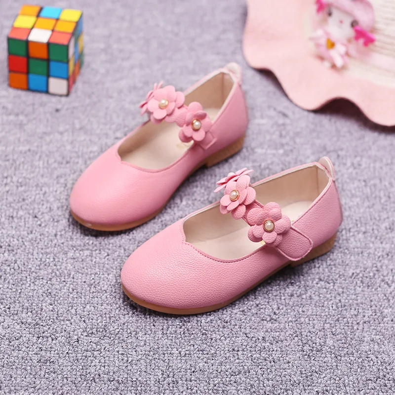 Spring Autumn Kids PU Leather Shoes Children Soft-Soled Princess Shoes Girls Mary Jane Buckle Flats Performance Ceremony Shoes