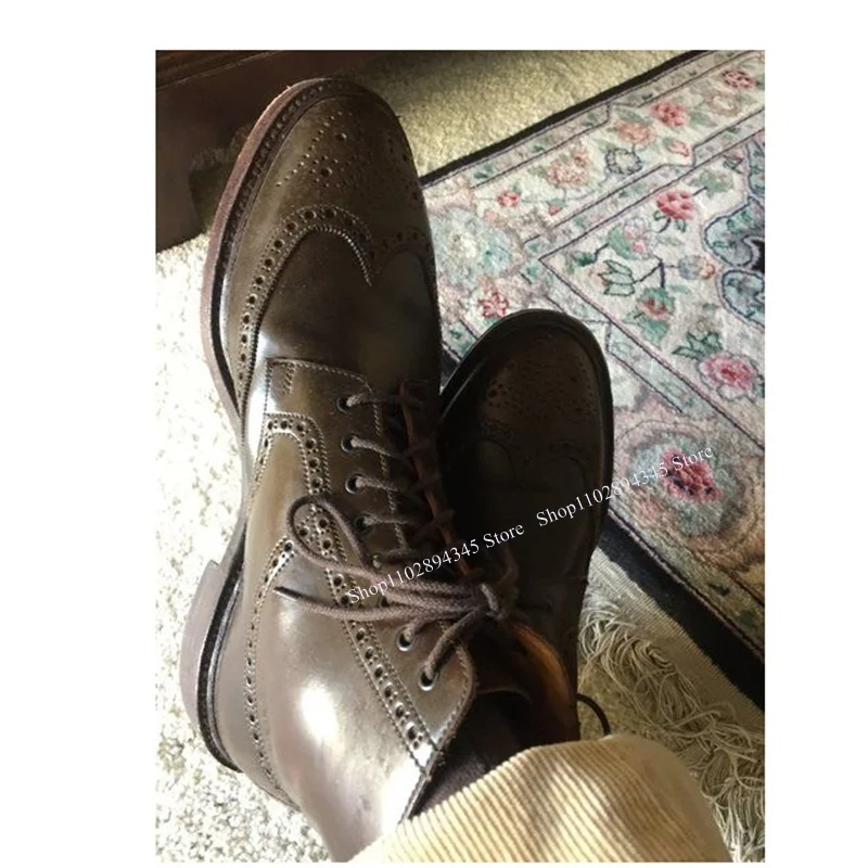 

Solid Mid Calf Lace Up Men Shoes Men's Dress Shoes Leather Boots High Quality Party Shoes Fashion Big Size 48 Zapatillas Mujer