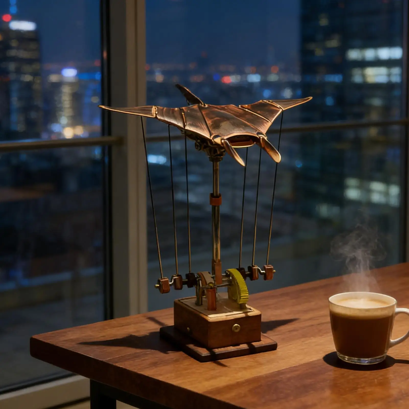 Mechanical Manta Ray Dynamic Decor DIY Handmade Wooden Electric Bionic Lifelike Automaton For Desk Shelf TV Cabinet Home Office