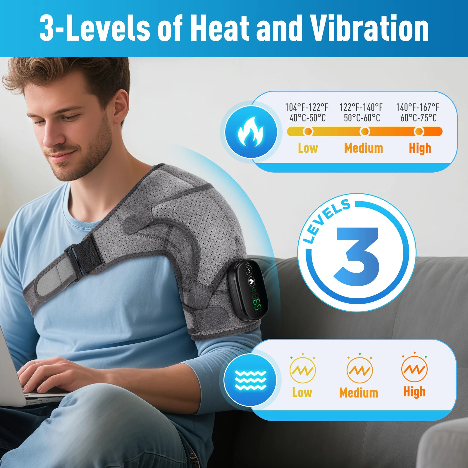 

Вибрационный и обогревающий массажер для плеч, домашний горячий компресс, ремень для шеи, снимает усталость, беспроводной ремень для расслабления мышц плеч