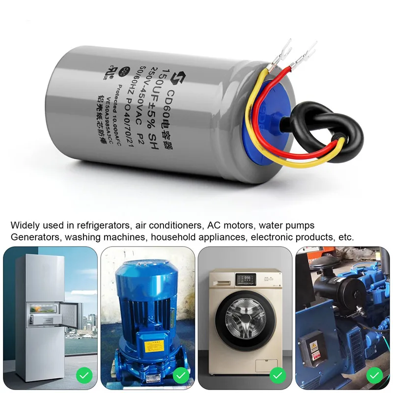 Começando o motor do capacitor executado, CD60, 450V, 1PC