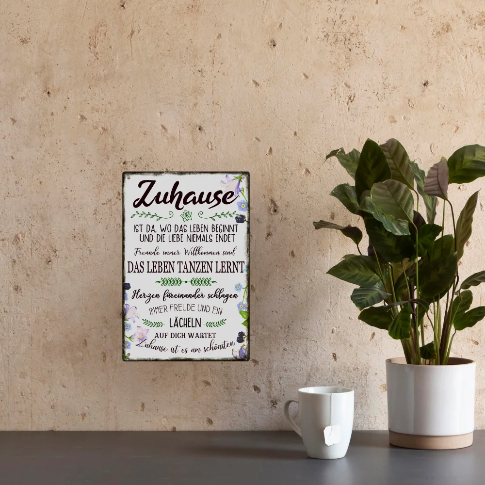 Charming German Vintage Metal Tin Sign - Zuhause Wall Art for Home, Farmhouse, Garden & Backyard Decor - Perfect Gift Idea