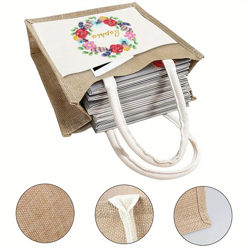 Customizable Name Reusable Large Capacity Shopping Bag Grocery Bag Environmentally Friendly Jute Shopping Bag
