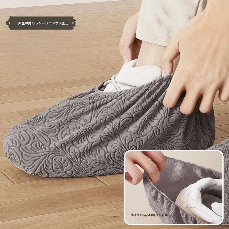 thickened-non-woven-fabric-shoe-covers-disposable-indoor-home-use-waterproof-non-slip-phoenix-tail-relief-shoe-covers