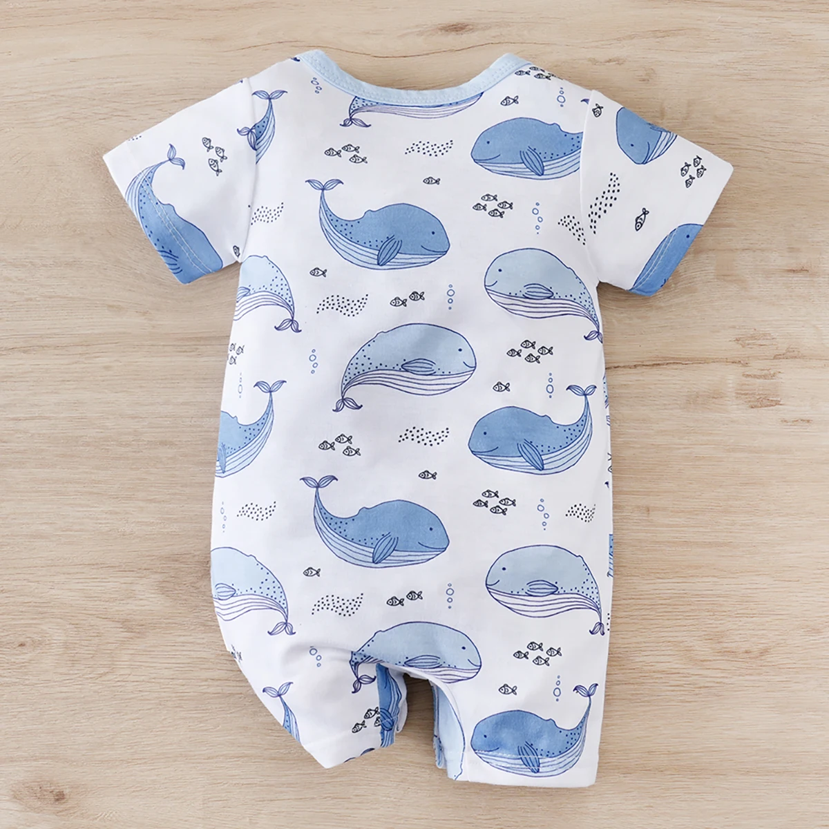 IURNXB Baby Romper Short Sleeve Infant Whale Print Bodysuit Newborn Cartoon Allover Printed Onesie for Boy\'s Clothing 0-18M